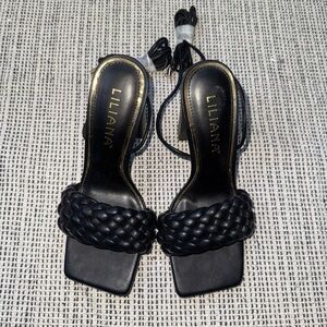 Liliana Black Braided Heeled Sandals
